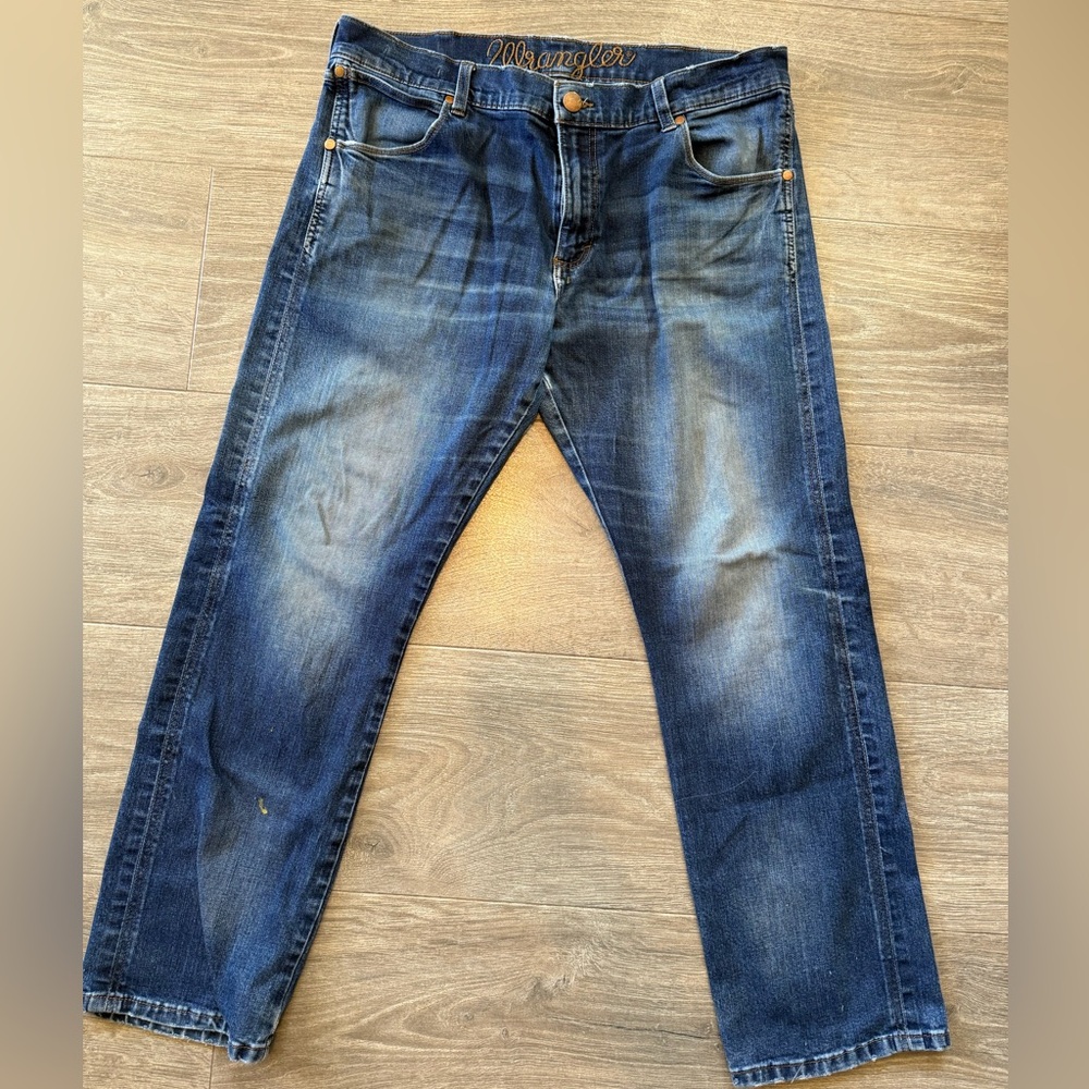 Wrangler Men's Dark Blue Straight Jeans